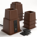 Home Intuition Heavy Duty Adjustable Bed Risers Furniture Riser 3, 5 or 8-Inch, 4 Pack (Espresso Brown W/USB)