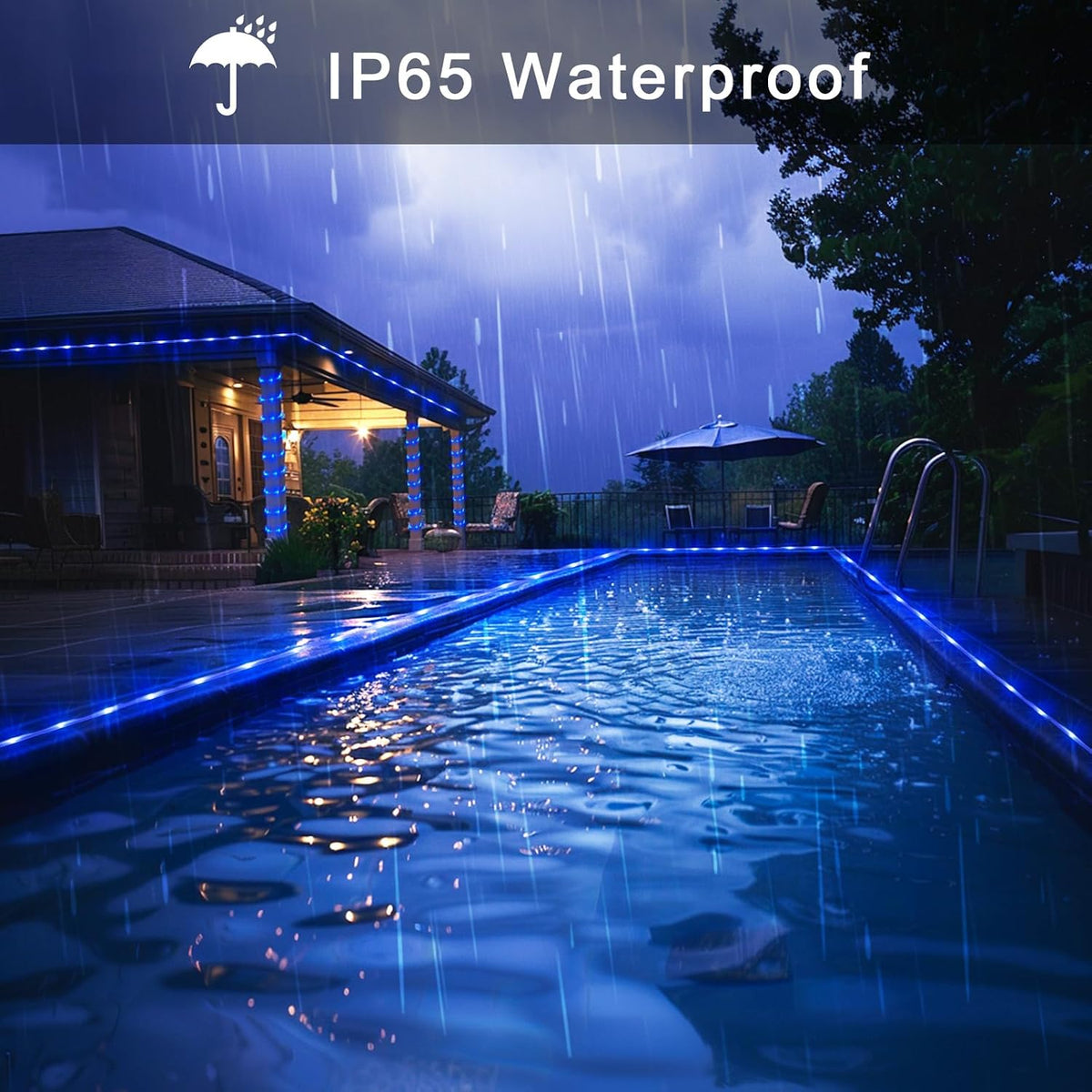 JMEXSUSS 2 Pack Blue Battery Operated Rope Lights Outdoor Waterproof