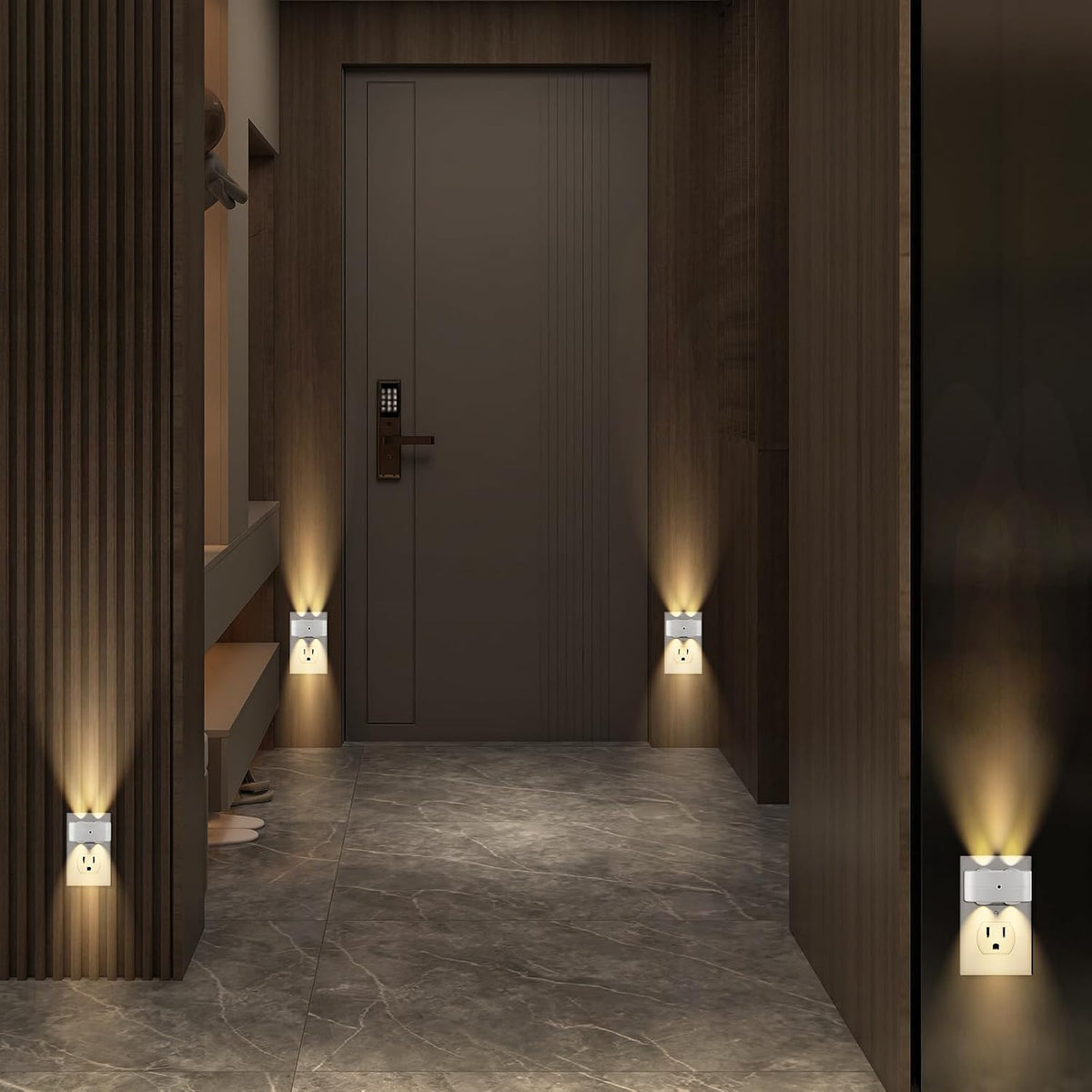 4 Pack LED Night Light Plug in Wall, Compact Nightights, 3000K Soft White,for Hallway, Stairs, Bedroom, Bathroom, Kitchen