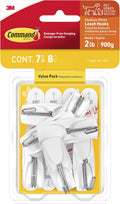 Command Medium White Wire Hooks, 7 Hooks, 8 Strips, Damage Free Hanging Wall Hooks with Adhesive Strips, No Tools Required for Hanging, Organization and Storage, Holds up to 2 lb