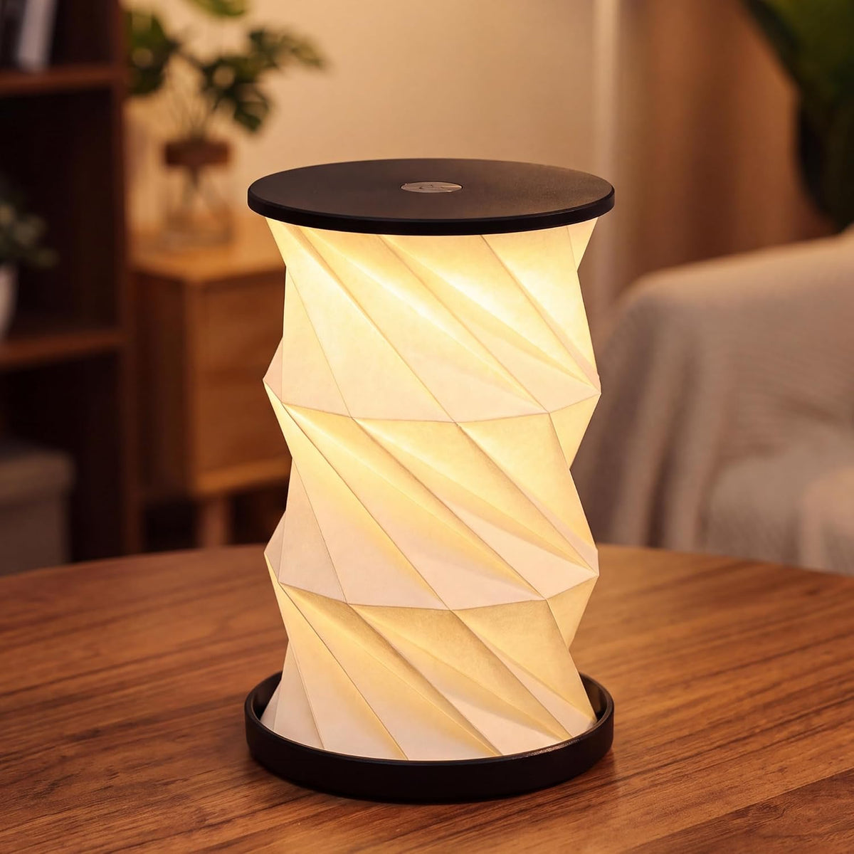 LONRISWAY Portable Travel Paper Lamp with Touch Dimmer, Rechargeable Foldable LED Table Lamp, Warm Light Battery Powered Night Light for Bedroom, Living Room, Camping, Gift for Women Men