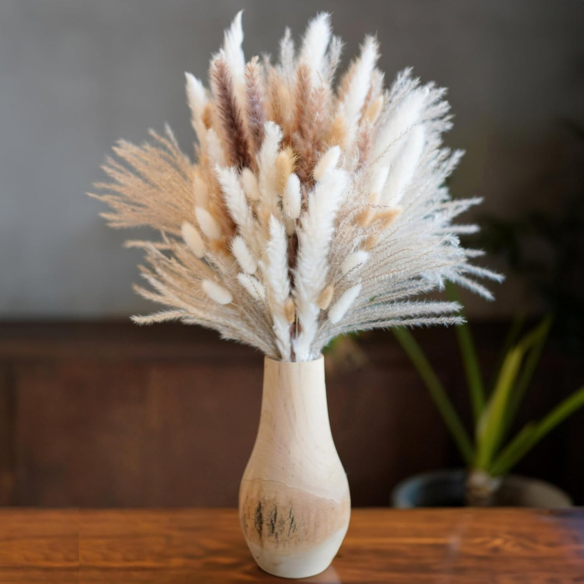 Dried Pampas Grass Decor, 115 PCS Dried Flowers Arrangements Contains Bunny Tails, Reed Grass Bouquet for Wedding. Boho Flower Home Table Decor, Rustic Farmhouse Party