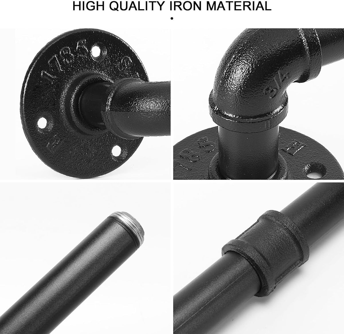 Livabber Industrial Pipe Towel Bar, Rustic Iron Decor Bathroom Hardware Towel Holder Accessory, Heavy Duty Wall Mounted Bath Towel Rack,Black (12 Inch)