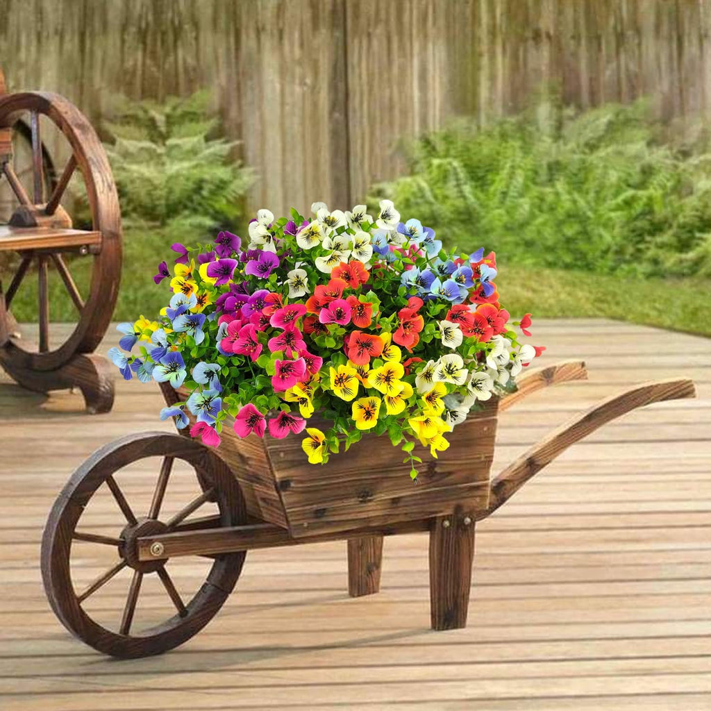 Pansies Artificial Flowers for Outdoors 12 Bundles Fake Silk Pansy Faux Plastic Plants UV Resistant for Home Outside Garden Planter Front Door Porch Yard Patio Decor (Mixed Color)