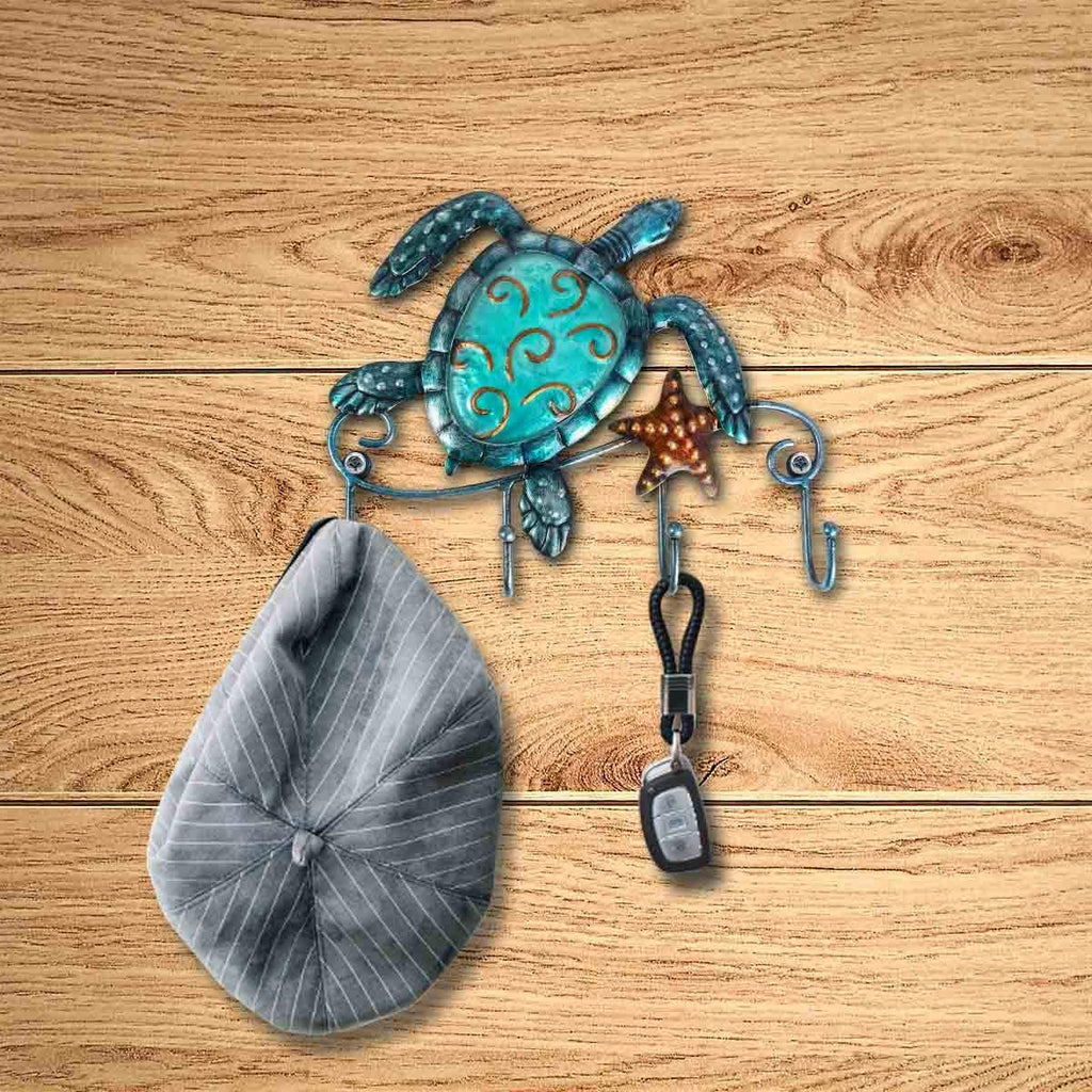 Tooarts Wall Mounted Key Holder Turtle Wall Hooks Iron Key Hook Rustic Wall Decorative Hook Living Room Bathroom Ornament