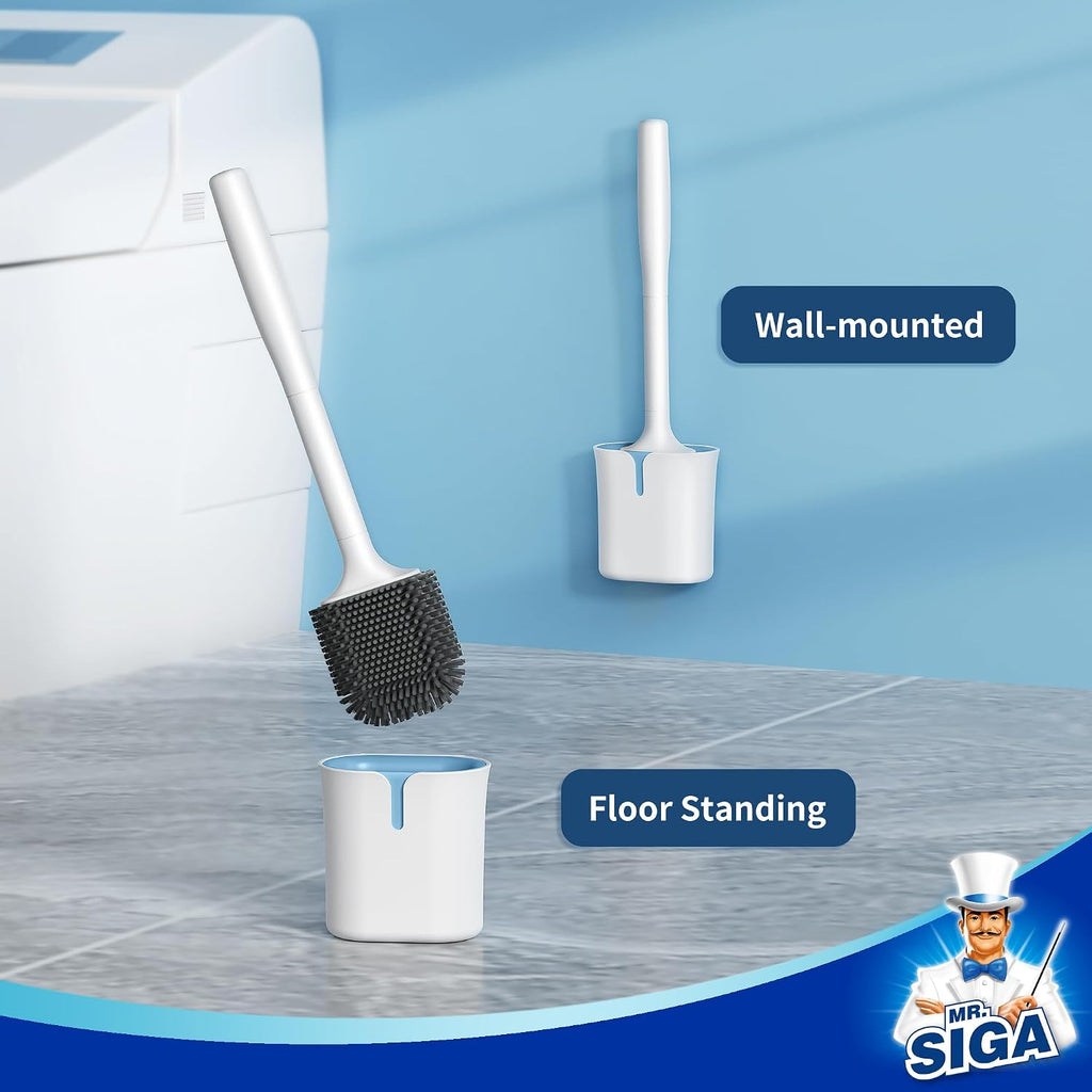 MR.SIGA Toilet Brush and Holder Wall Mounted, White, 1 Pack