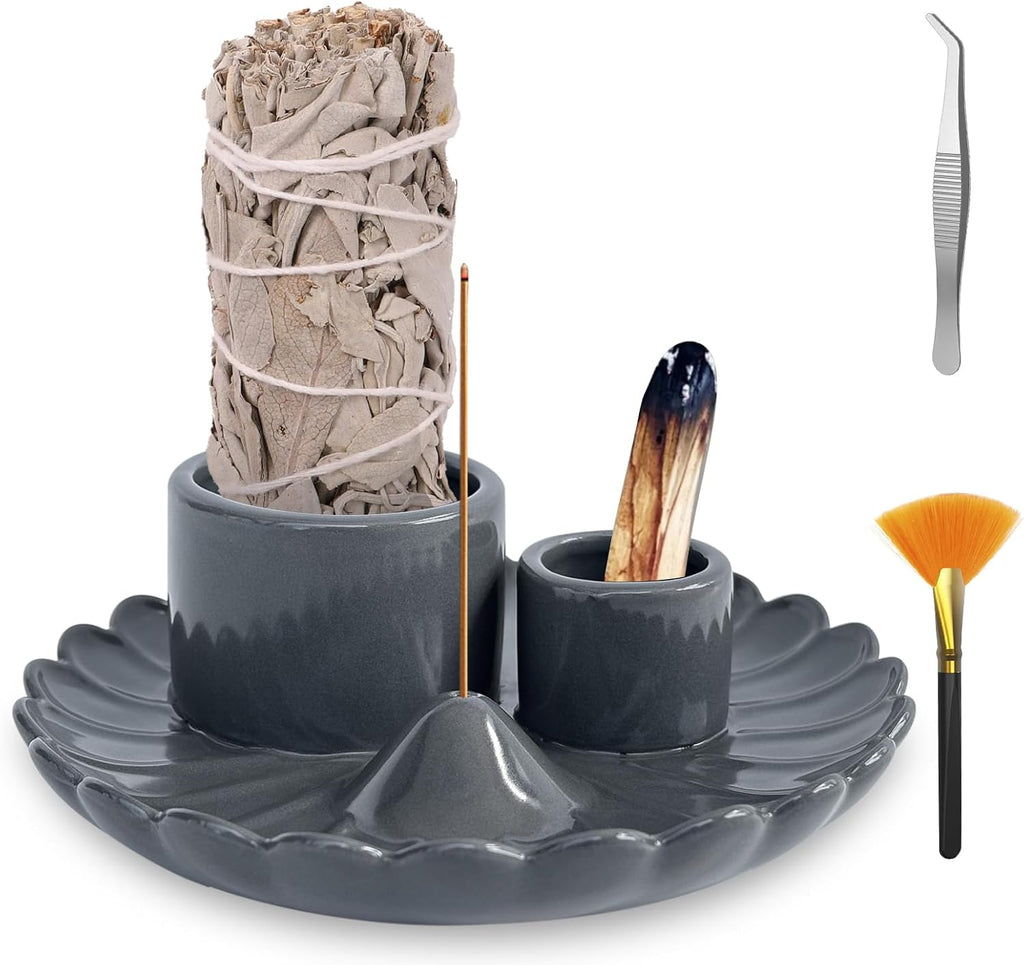 Palo Santo Sticks Holder, 4 in 1 Incense and Candle Holder Black