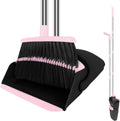 Pink Broom and Dustpan Combo Set, 51" Long Handle Broom