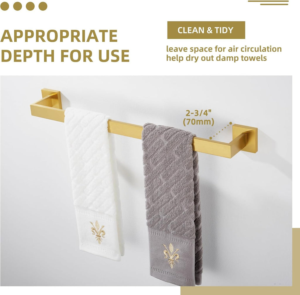 Angle Simple 23.74 Inches Towel Holder, Single Towel Bar, Brushed Dark Gold