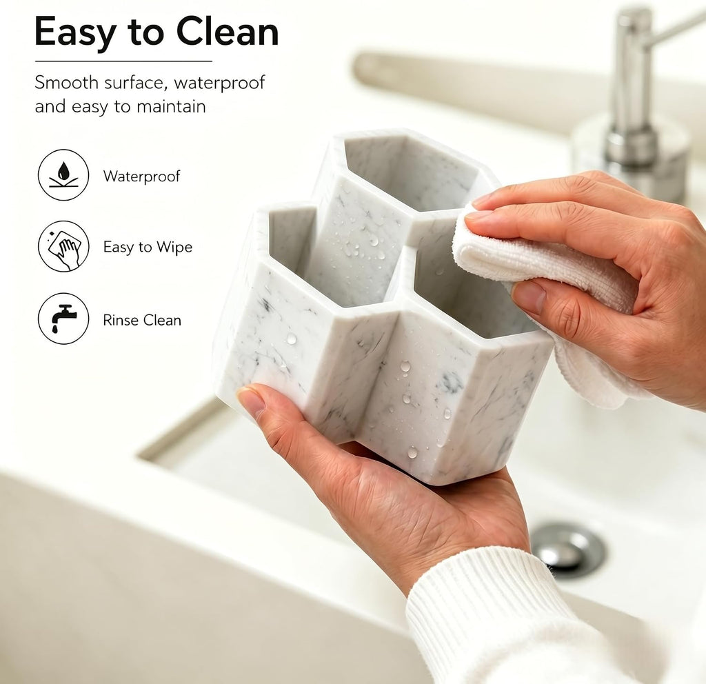 Resin Toothbrush Holder, 3-Slot Bathroom Countertop Organizer