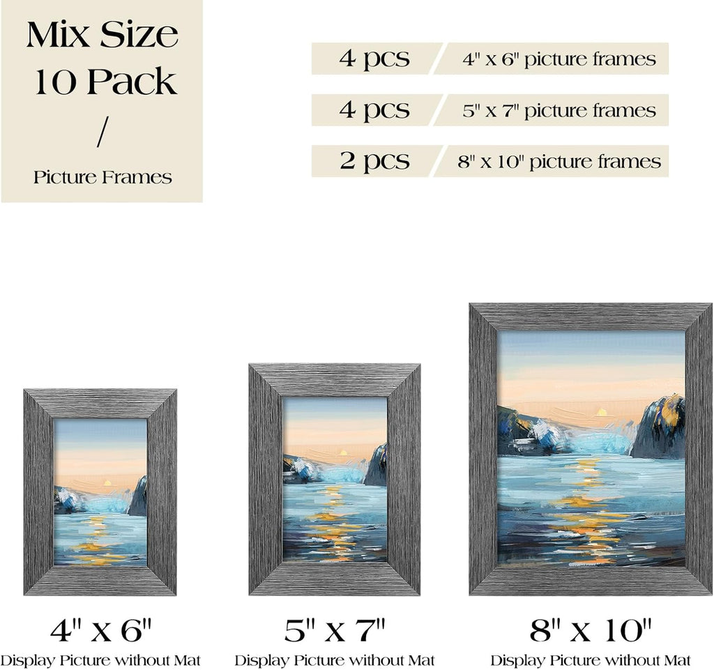 TWING Picture Frames Collage 10 Pack with Multi Sizes, Family Wall Decor
