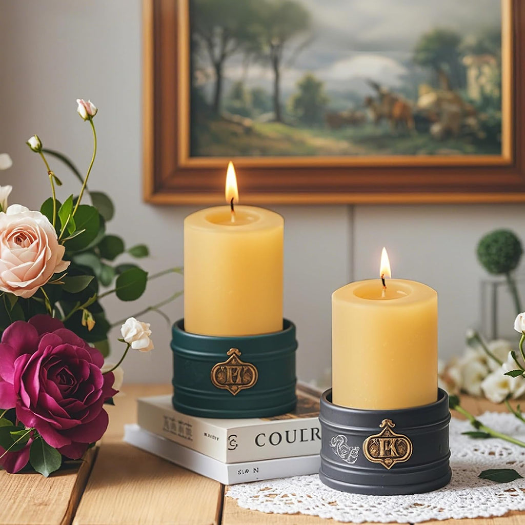 Pure Beeswax Candles, Large Candles Beeswax Pillar Candles Set of 6-120 Hour Burn Time, Wedding Candle or Large Candle for Home Interior