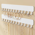 Wall-Mounted Jewelry Organizer, Self-Adhesive Hanging Holder with Hooks for Necklaces, Bracelets, Earrings - Display Storage for Women, 2PCS,White