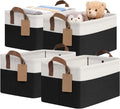 CHICVITA 4 Pack Fabric Storage Bins for Shelves, 20L Black & White