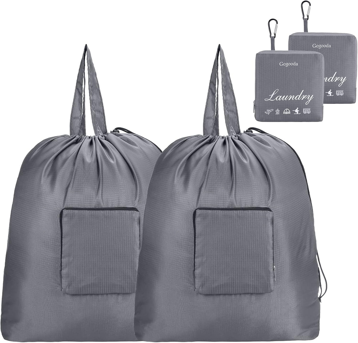 GOGOODA Travel Laundry Bags with Drawstring Closure XL Large with Handle