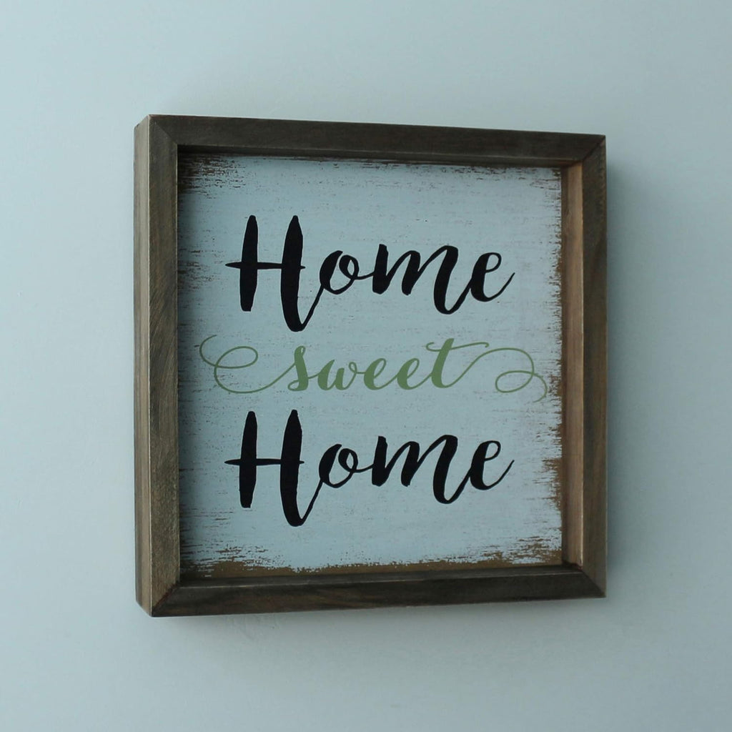 CVHOMEDECO. Primitives Distressed Home sweet Home Shadow Box Frame Wall Mounted Hanging Decor Art, 9-3/4 x 9-3/4 Inch