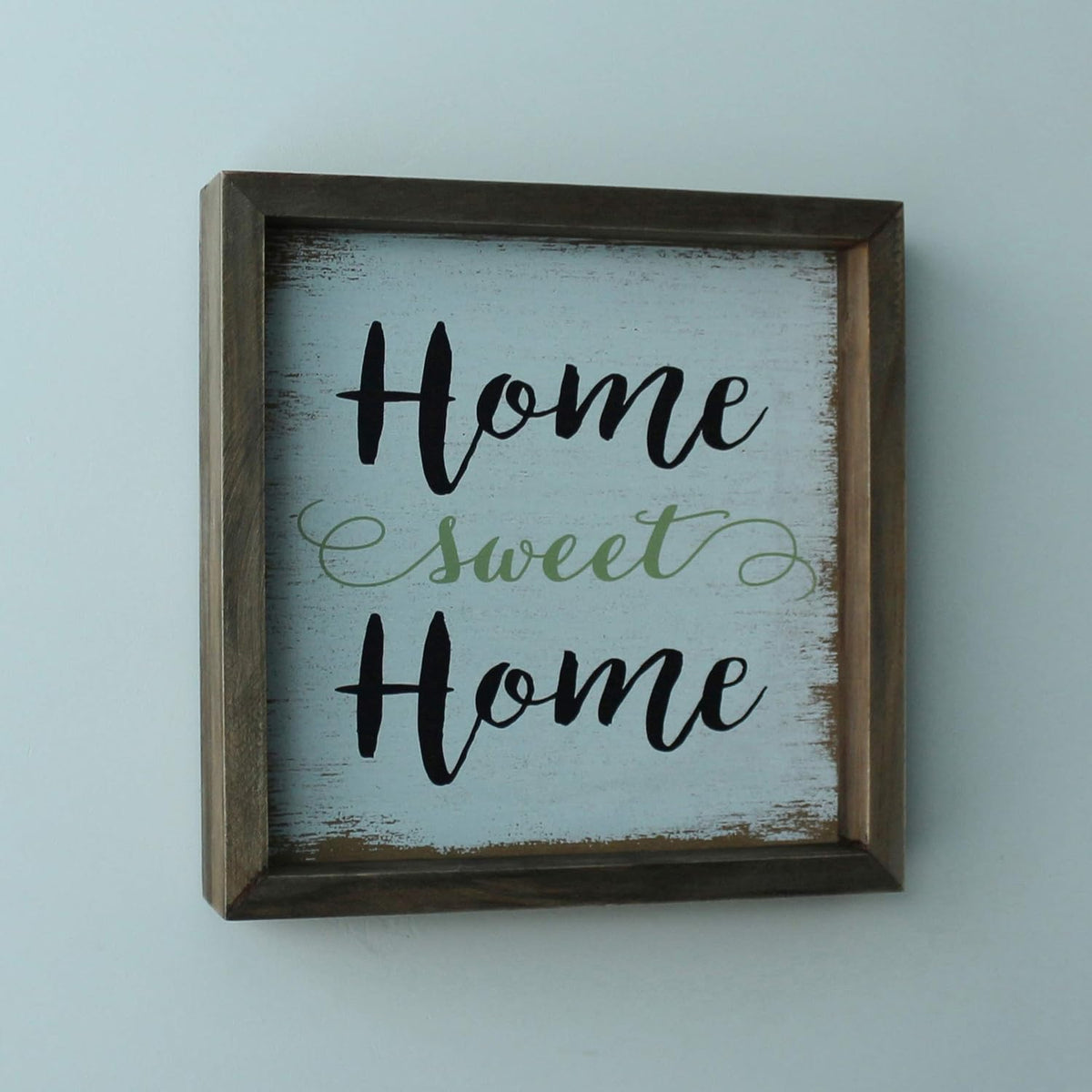 CVHOMEDECO. Primitives Distressed Home sweet Home Shadow Box Frame Wall Mounted Hanging Decor Art, 9-3/4 x 9-3/4 Inch