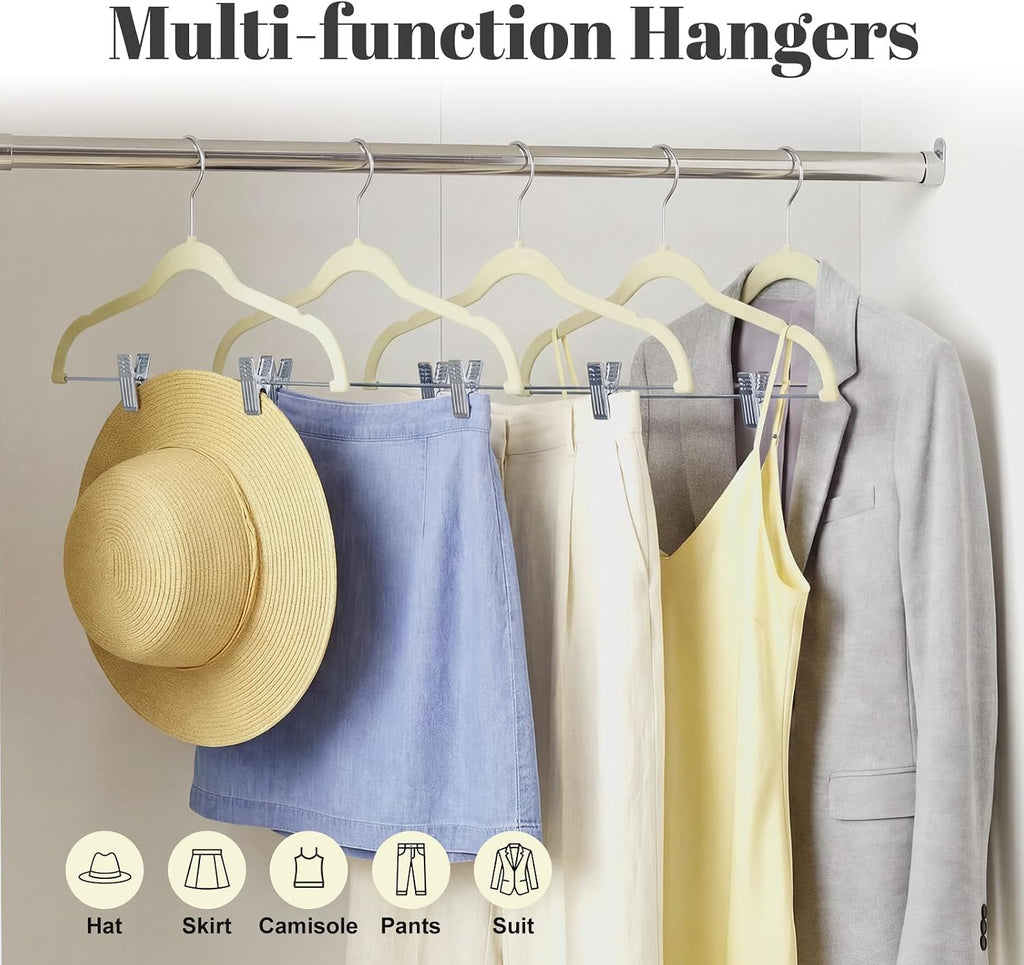 HOUSE DAY Skirt Hangers 24 Pack, Velvet Pant Hangers with Adjustable Clips
