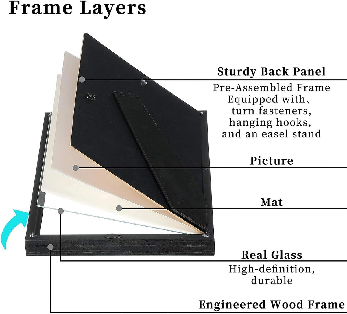 VIOLABBEY 8x10 Picture Frame Black Set of 2 Shadow Box