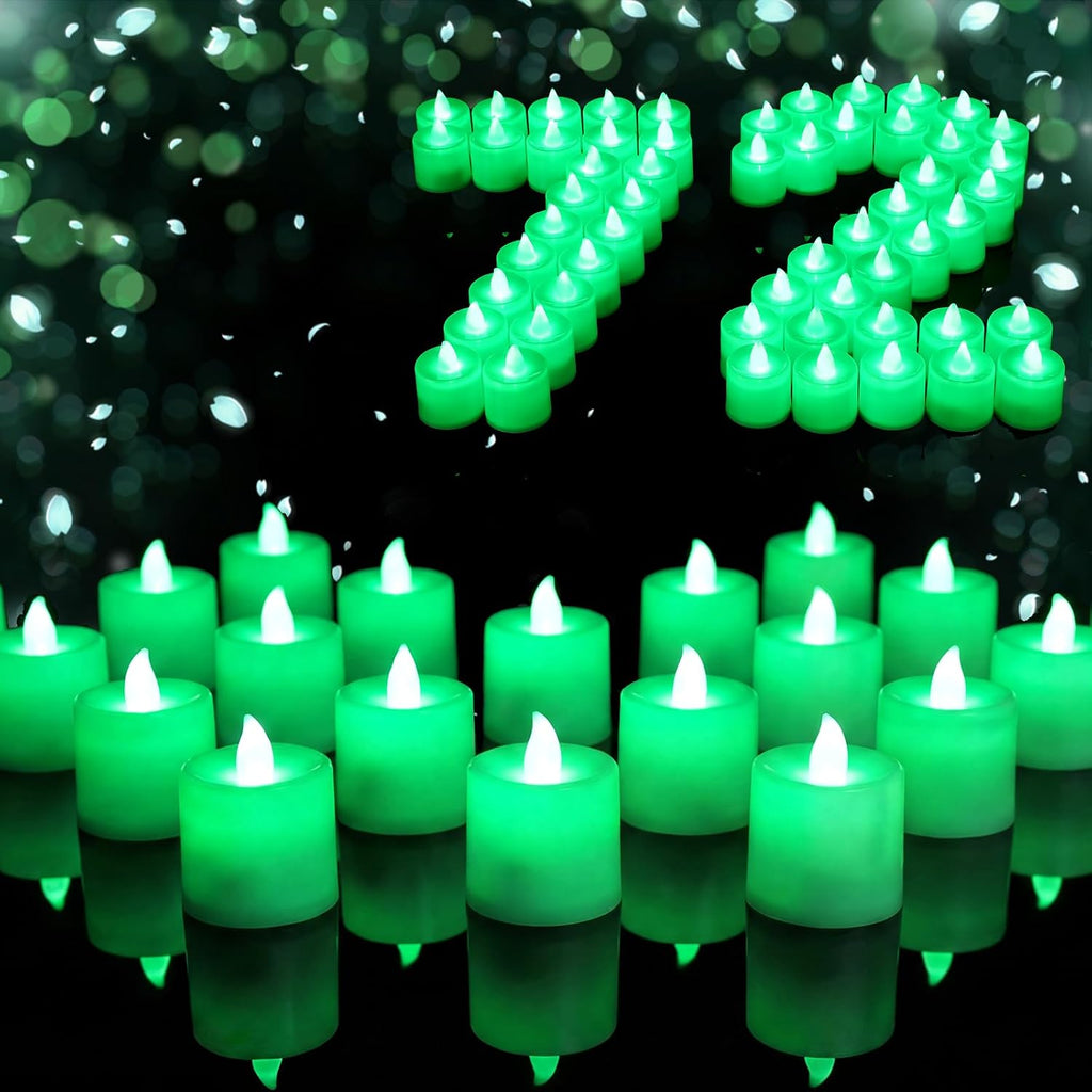 Coume 72 Pack Flameless Tea Light Candle Bulk, Green