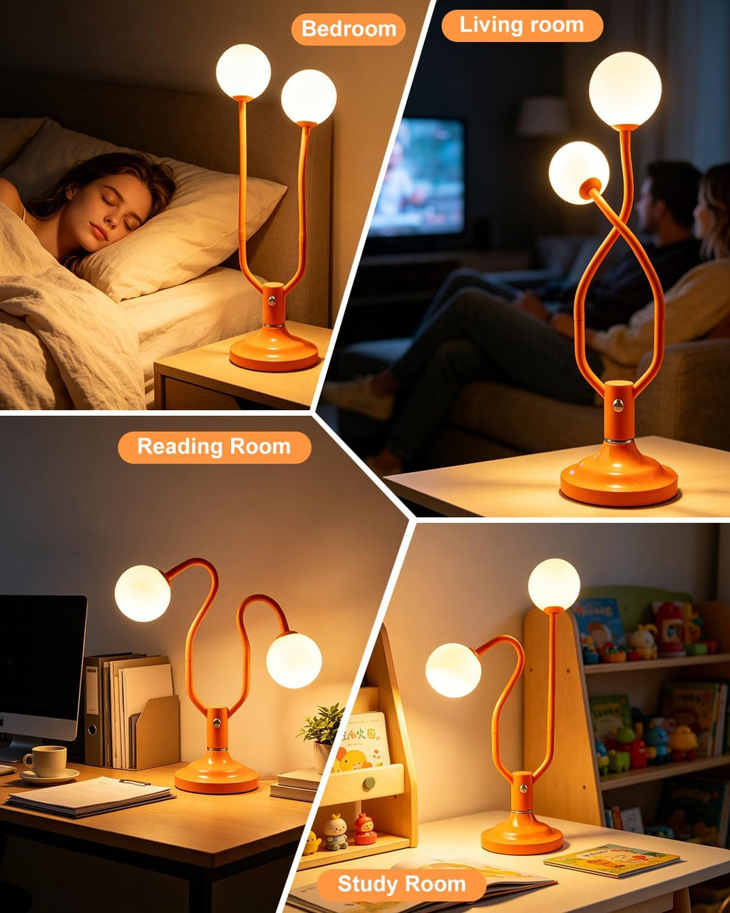 Lightdot Orange Globe Table Lamp Magic DIY Arms G9 Bulbs Included Dimmable