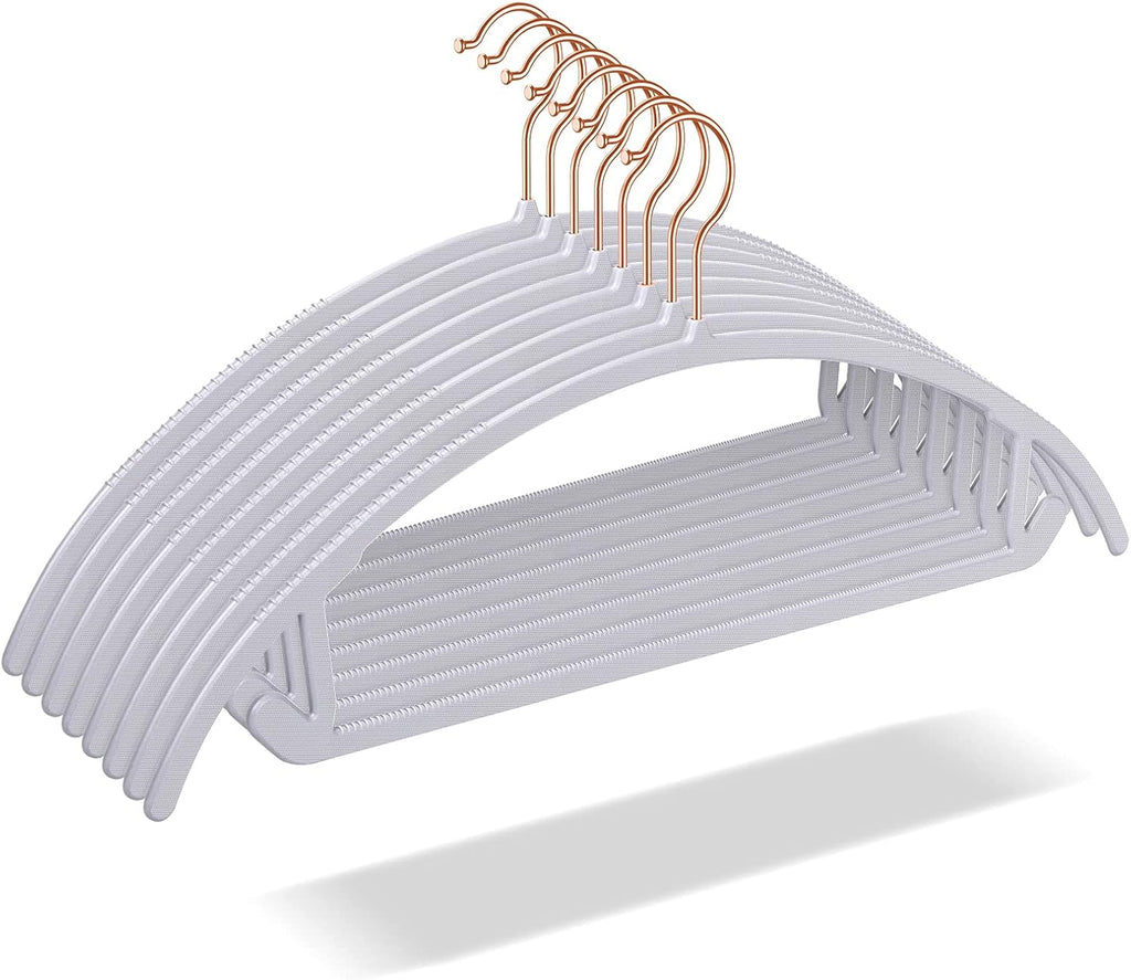 OIKA 50 Pack No-Bump Plastic Clothes Hangers, Gray, Non-Slip, Space-Saving