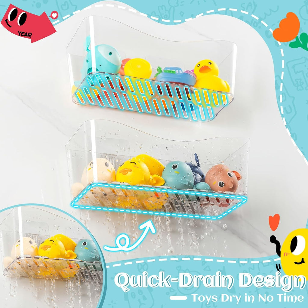 MIUKAA 2 Pack Bath Toy Storage Holder, Clear Bath Toy Organizer (2 US Gal)