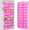 LANTEFUL Over the Door Shoe Organizer, Hanging Shoe Rack for Closet Door Shoe Storage for 30 Pairs Sneaker and Boots, Large Shoe Holder for Door with 10 Side Pockets, Space Saving, Pink
