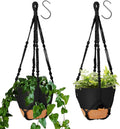 GARDIFE 10 Inch Hanging Planters with Macrame Plant Hanger for Indoor and Outdoor Plants, 2 Pack Large Self Watering Hanging Plant Pot with Basket Flower Pot with Drainage Hole, Black