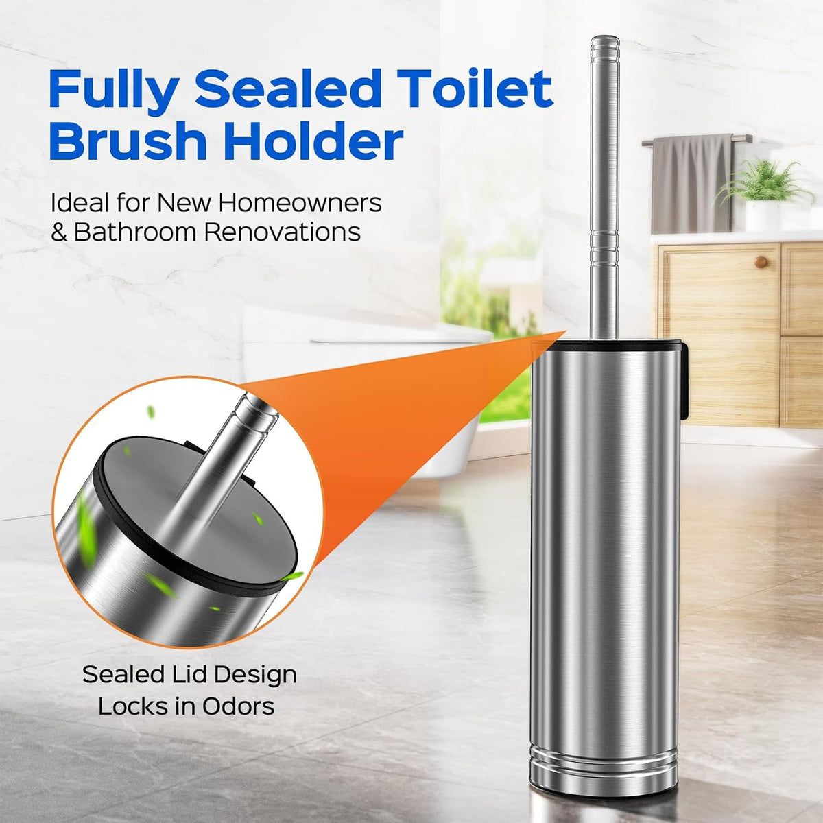 HAMITOR Toilet Brush and Holder Set for New Home Essentials Deep Clean