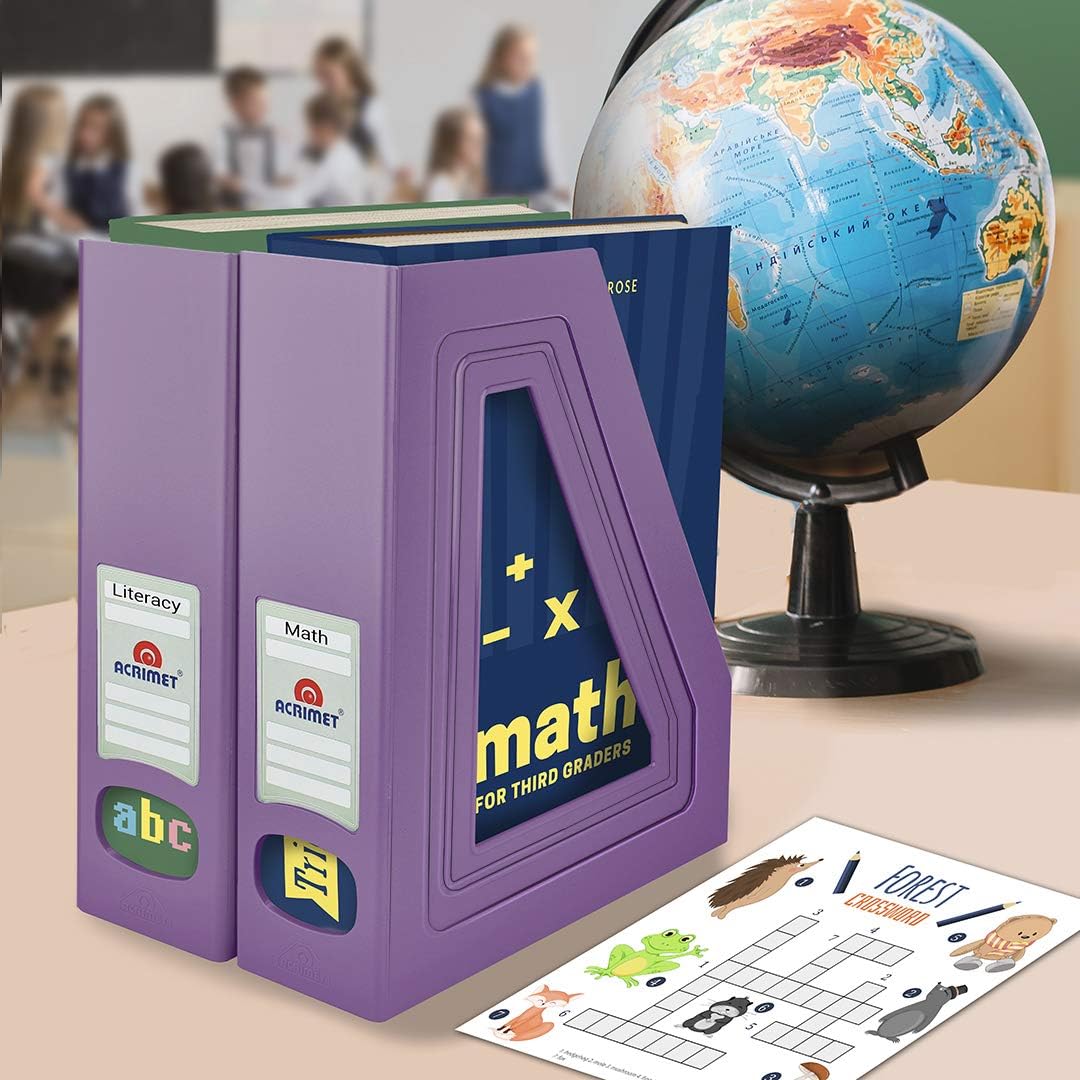 Acrimet Magazine File Holder, Vertical Desk Organizer, Purple, 2 Pack