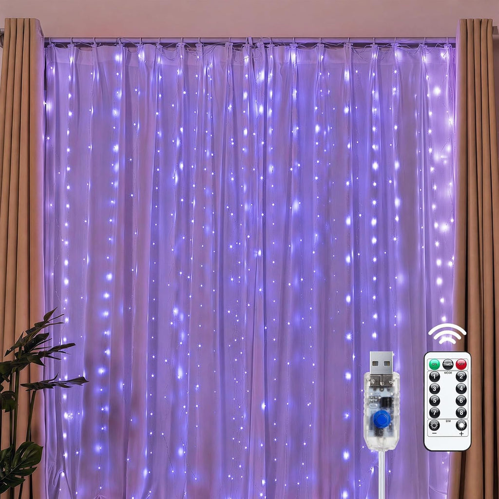 Brightown 300 LED Purple Fairy Lights, 9.8ft x 9.8ft Halloween String Light