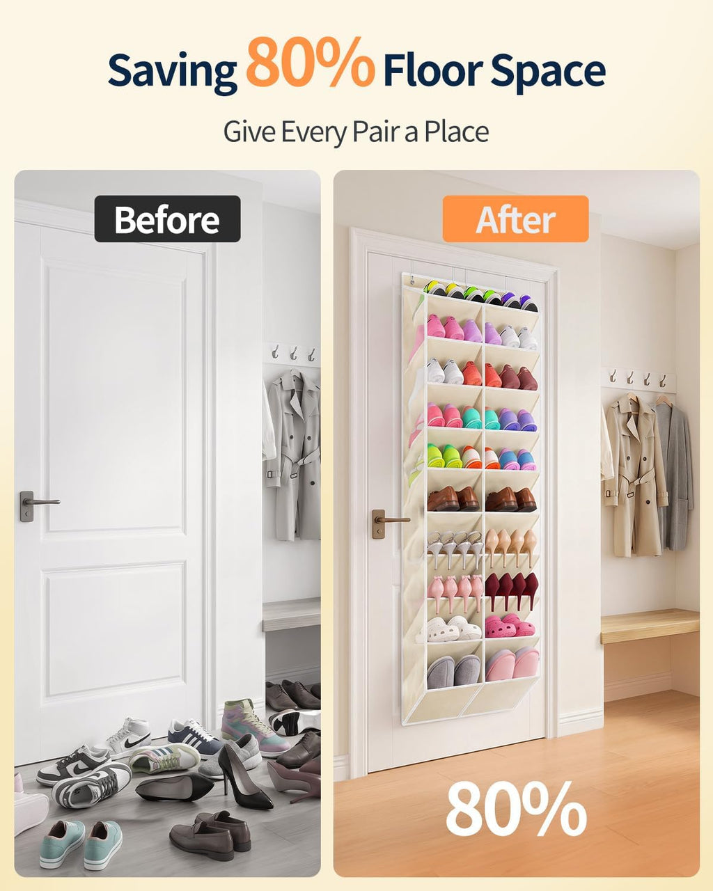 Yecaye 10 Tier Widen Over the Door Shoe Organizer for 20-30 Pairs