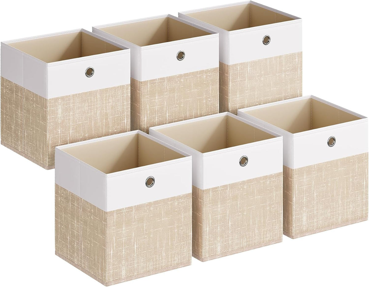 SONGMICS Storage Cubes, Set of 6 Foldable Organizer Boxes with Handles