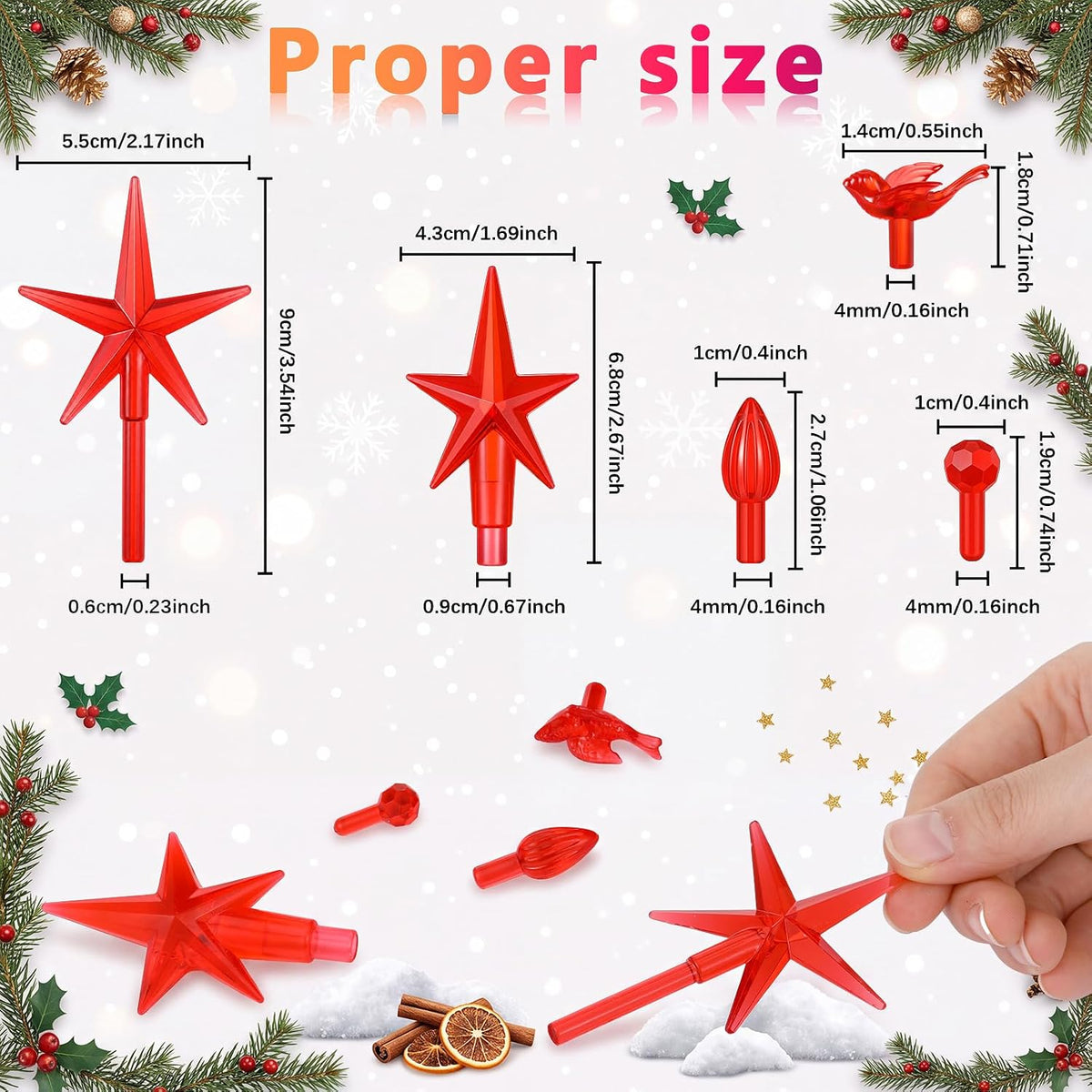 186 Pcs Ceramic Christmas Tree Replacement Lights Set, Red Color, Stylish