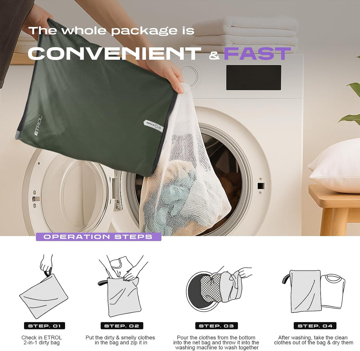 Mesh Laundry Bag for Travel, Gym, College, and Camping – Large Washable Zippered Dirty Clothes Organizer with Breathable Fabric – Portable Laundry Hamper for Sports, Healthcare Workers – Grey