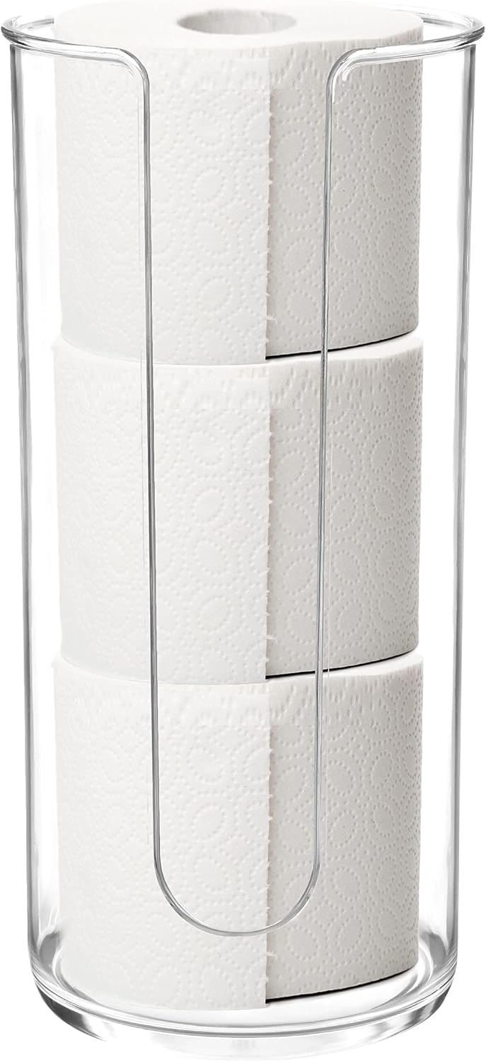 Youngever Plastic Toilet Paper Holder Stand, Clear Toilet Tissue Rolls Holder, Compact Toilet Tissue Rolls Organizer
