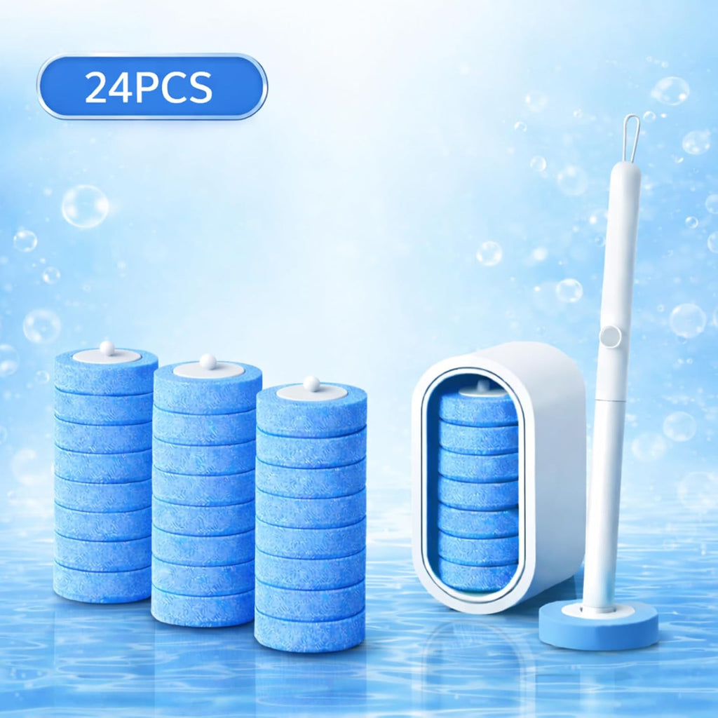 Disposable Toilet Brush with 24 Refills, Toilet Wand Kit with Holder, Wall Mounted Toilet Brush Set for Deep Cleaning Bathroom Bowl, Hygienic Toilet Bowl Cleaner Kit