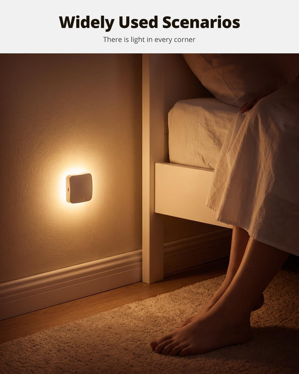 Rechargeable Night Light Backlit, Amber Motion Sensor Light Indoor, 4 Pack