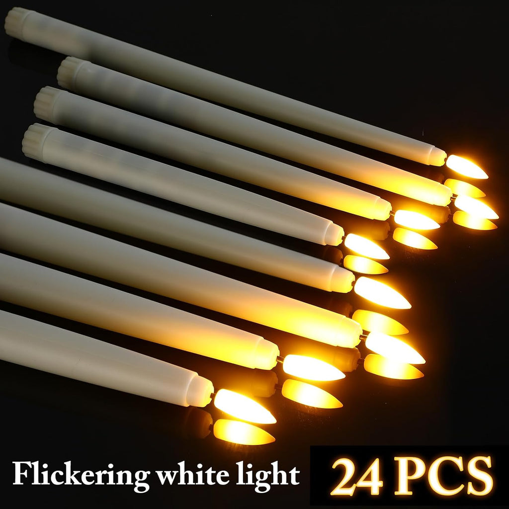 Rossesay 64 Pcs LED Taper Candles Flameless Flickering,Ivory White