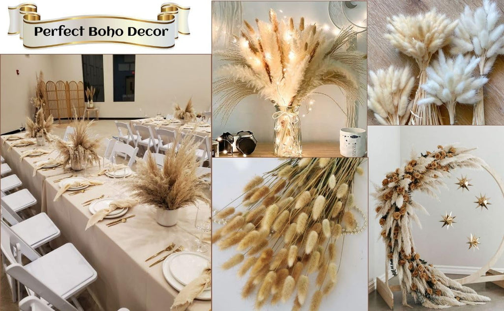 109 Pcs Natural Dried Pampas Grass Decor 17" Tall Pompas Flowers Bouquet and Dry Pampass Grass for Home Decorations, Plants Boho Decor, Phragmites Wedding Decoration Arrangements (109)