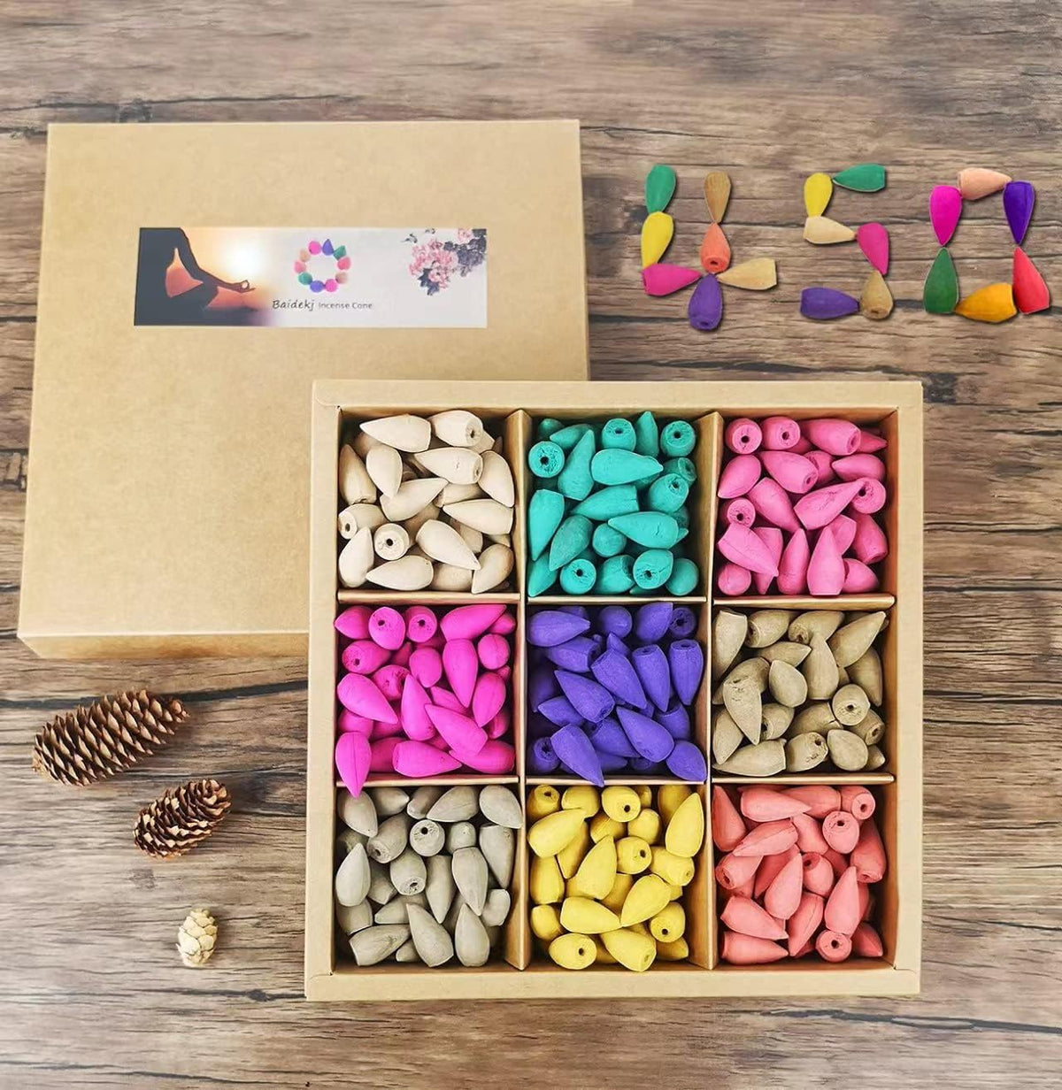 450 Backflow Incense Cones 9 Natural Scents for Waterfall Burner