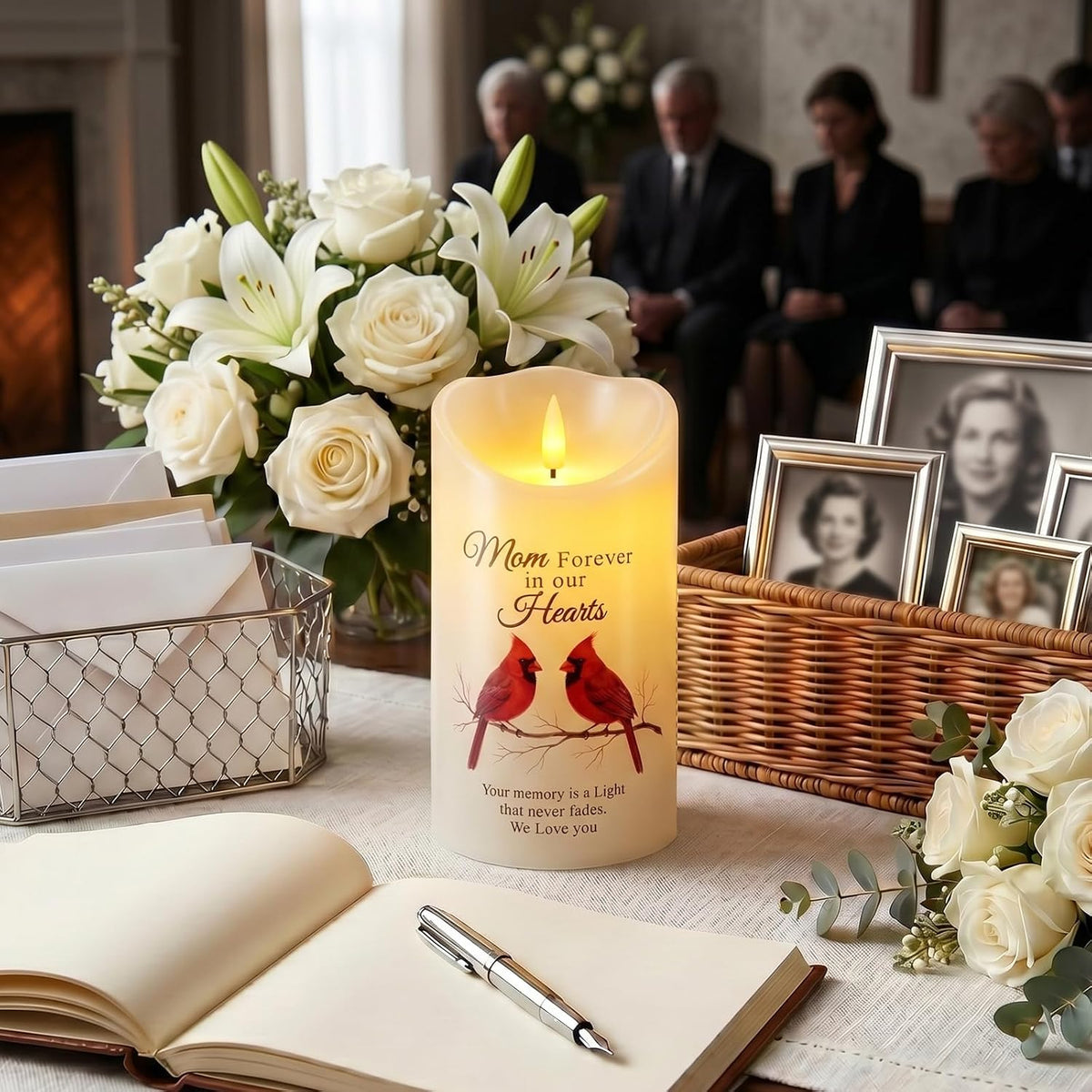 Homemory Cardinal Memorial Candle Sympathy Gifts for Loss of Loved One, Mom