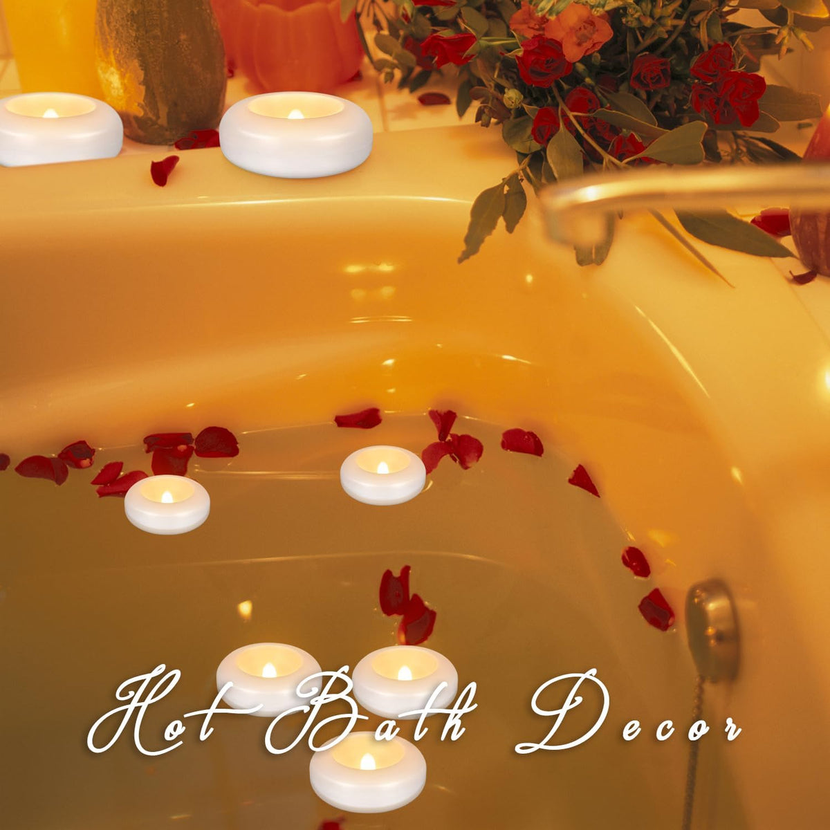 Flameless LED Floating Candles, 48 Pack 3" Waterproof Water Activated Candles, Auto On/Off, 120+ Hours Long Lasting Warm White Flickering Lights for Pool, Bathtub, Wedding & Party Decor