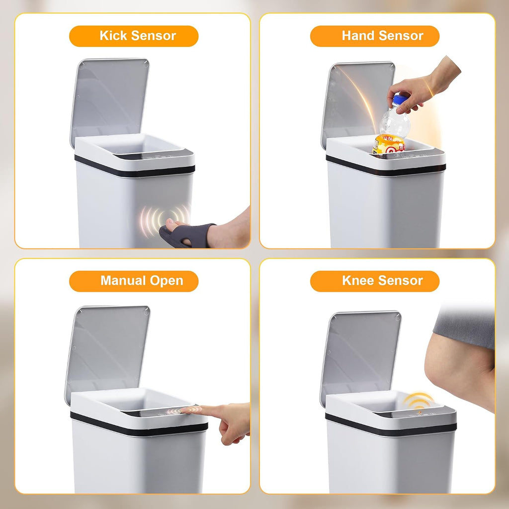 Automatic Bathroom Trash Can Touchless 2.6 Gallon Small Trash Cans with Lid Narrow Garbage Can for Kitchen, Toilet, Bedroom, RV, Living Room