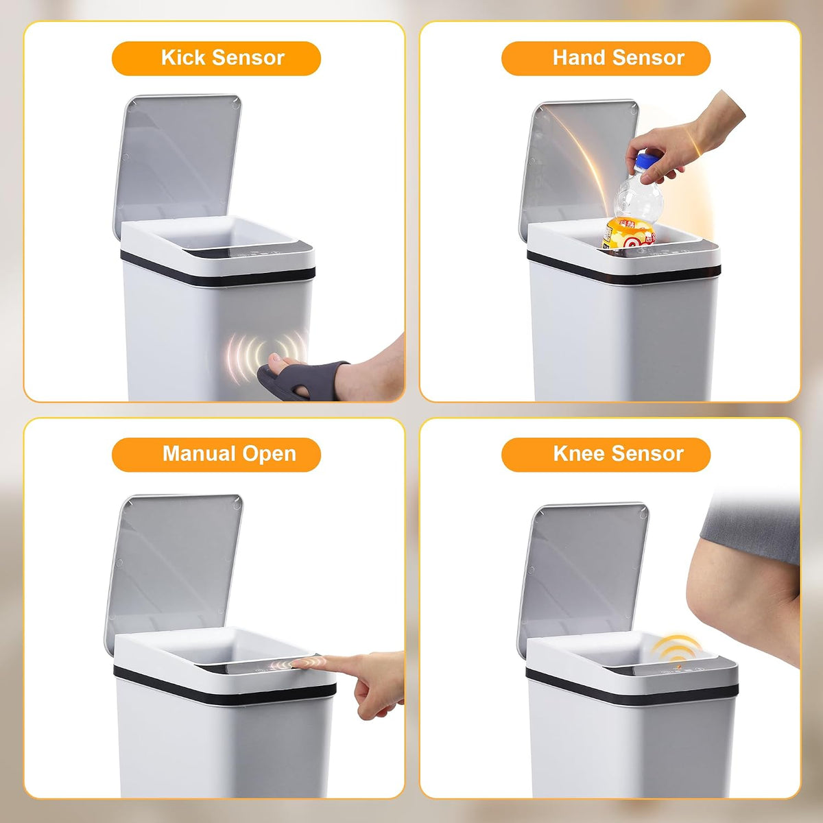 Automatic Bathroom Trash Can Touchless 2.6 Gallon Small Trash Cans with Lid Narrow Garbage Can for Kitchen, Toilet, Bedroom, RV, Living Room