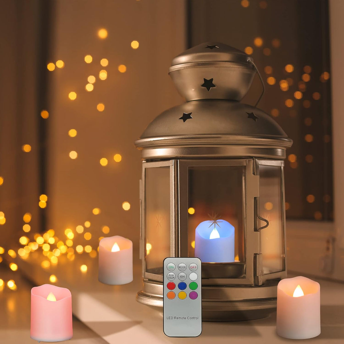 FPOO RGB Rechargeable Flameless Tea Lights Candles, Timer & Remote, 12PCS