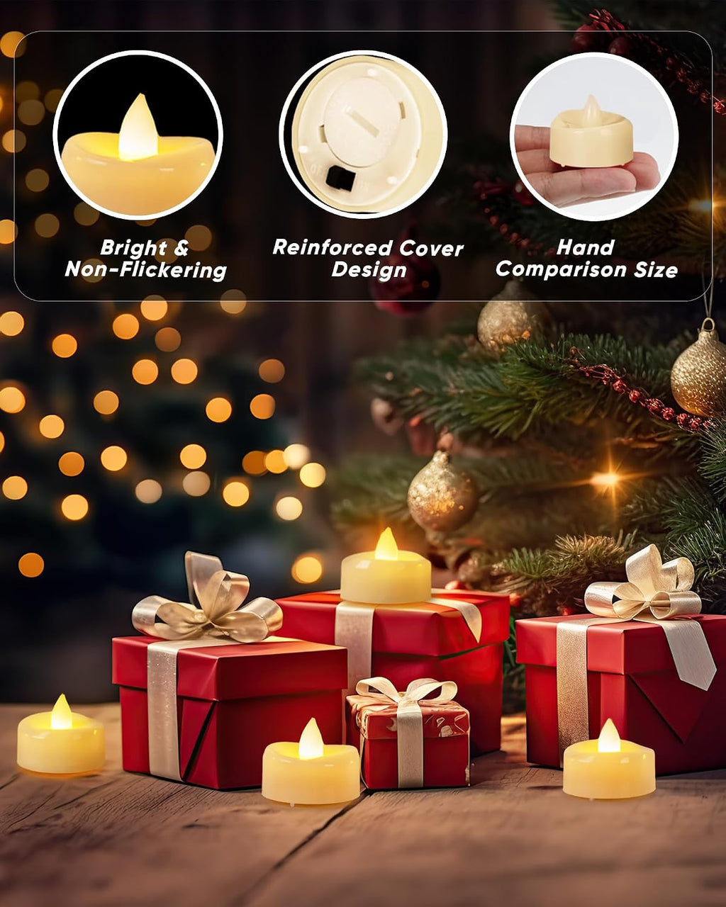 BEICHI Flameless Candles, 12/24/50/100/150 Pack Tea Lights Battery Operated
