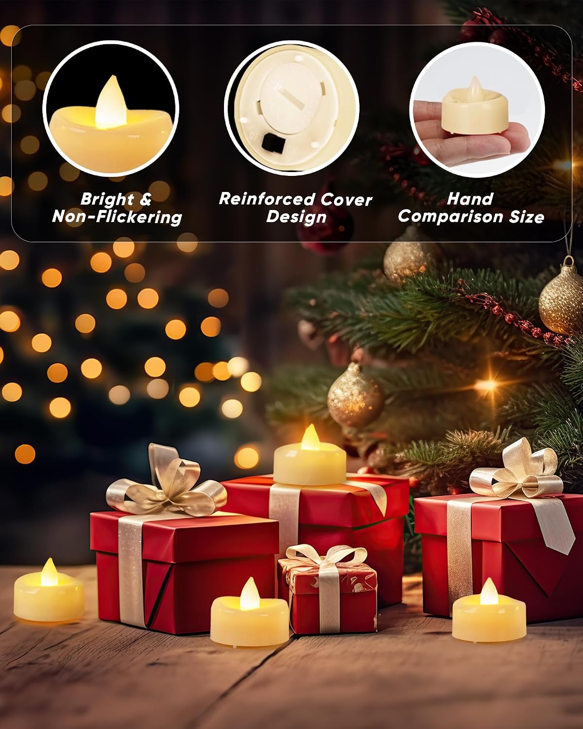 BEICHI Flameless Candles, 12/24/50/100/150 Pack Tea Lights Battery Operated