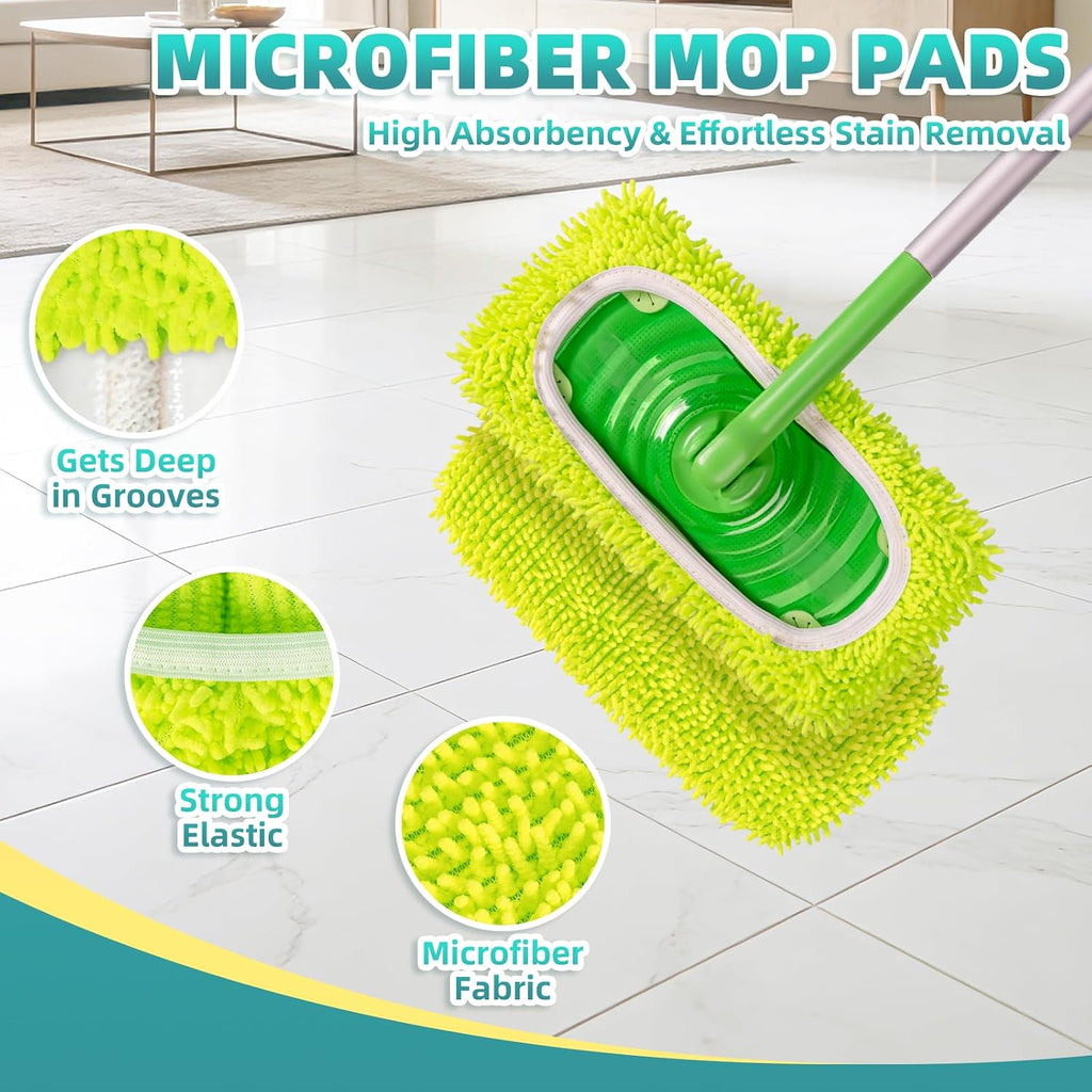 6 Pack Reusable Mop Pads for Swiffer, Washable Wet Pads Refill, Green&Pink